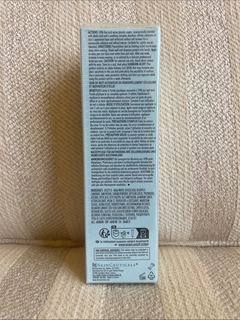 SkinCeuticals Glycolic 10 Renew Overnight full size sealed box authentic